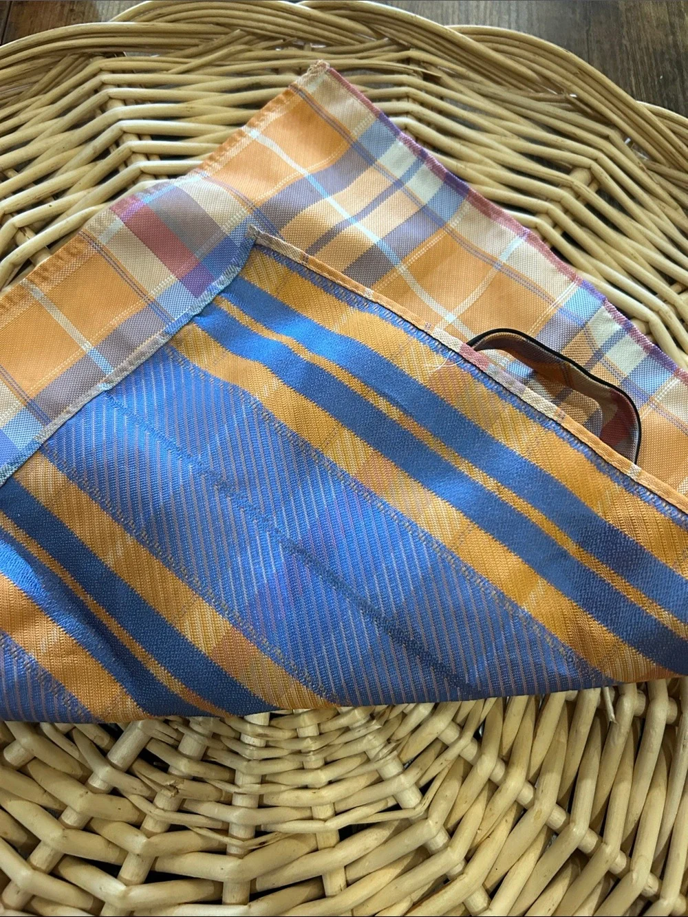 Izod Orange Multi Plaid Bow Tie and Pocket Square Set